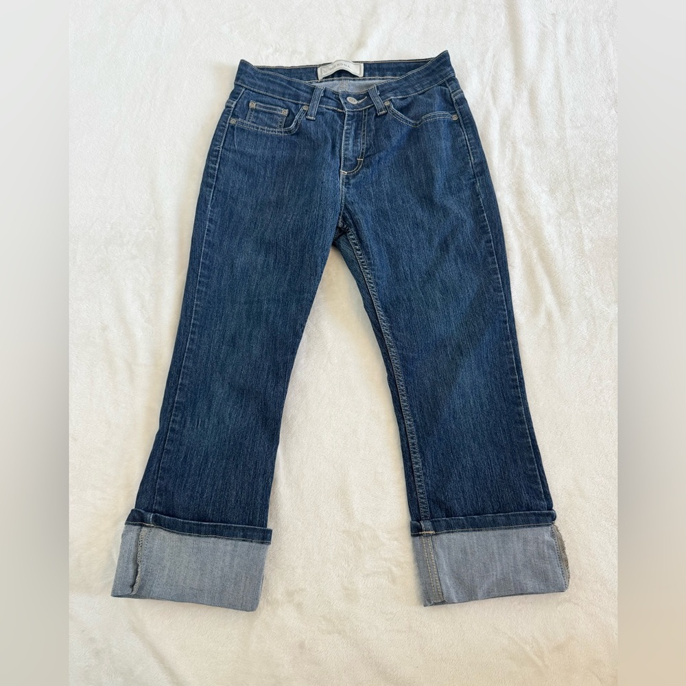 Merona Size 2 Wide Cuff Medium Wash cropped jeans.  21” inseam.